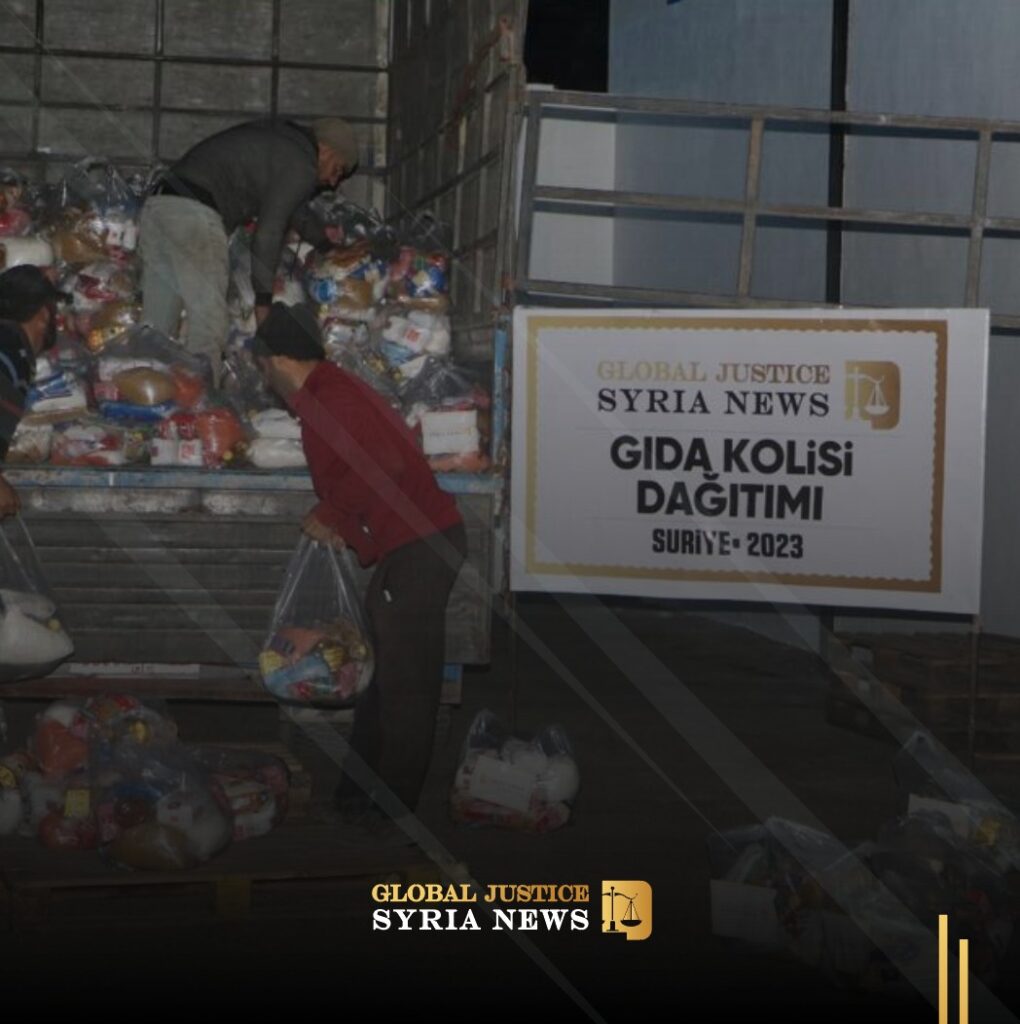 “Global Justice” organization distributed food baskets to those affected by the earthquake in northern Syria
